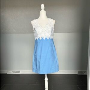 Lilly Pulitzer Light Blue and White Eyelet Shift Dress